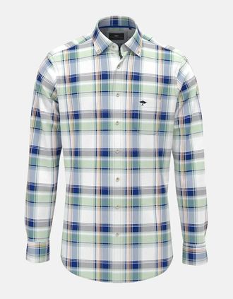 Fynch-Hatton Mens Colorful Combi Check Shirt Strong Blue - Checkered - Size: 40/Regular