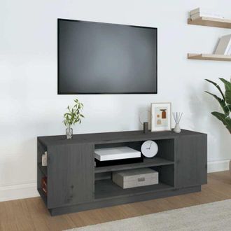vidaXL Vidaxl - Mueble De Tv Madera Maciza De Pino Gris 110x35x40,5 Cm