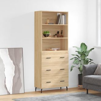 vidaXL Vidaxl - Aparador Alto Madera Contrachapada Color Roble 69,5x34x180 Cm