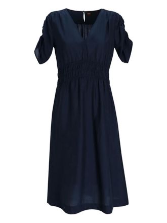 BOSS puff-sleeve midi dress - women - Lyocell - M - Blue