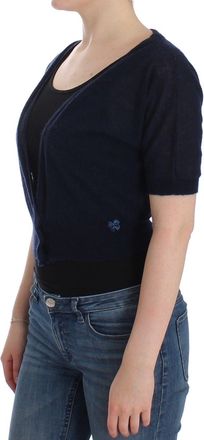 Ermanno Scervino Womens Cropped Wool Blend Cardigan Navy Alpaca Polyamide Clothing