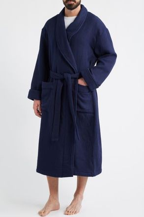 Majestic International Aberdeen Waffle Knit Robe in Navy at Nordstrom