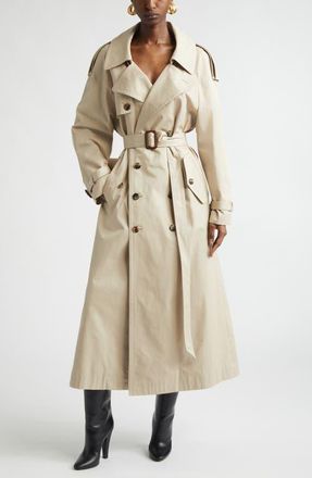 Saint Laurent Double Breasted Trench Coat in Beige Clair at Nordstrom, Size 10 Us