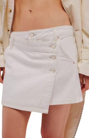 Free People Wynne Denim Skirt In Bright White