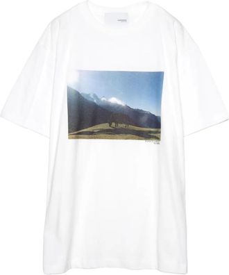 Yoshiokubo Camicia con stampa Landscape - Bianco