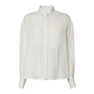 Dondup Shirts, female, White, Size: XS Camicia regular in gabardina di viscosa