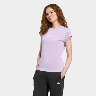 adidas T-Shirt ADIDAS SPORTSWEAR W LIN SJ T, Damen, Gr. S, weiss (powder plum, wei&szlig;), Obermaterial: 100% Baumwolle, normal, Shirts T-Shirt, sportlicher Stil,