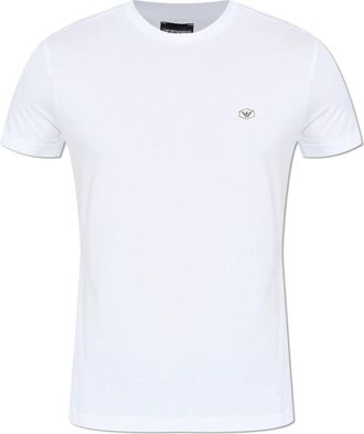 Emporio Armani T-shirt met logopatch - Heren - T-shirts - Wit - 2XL - Katoen - Tops