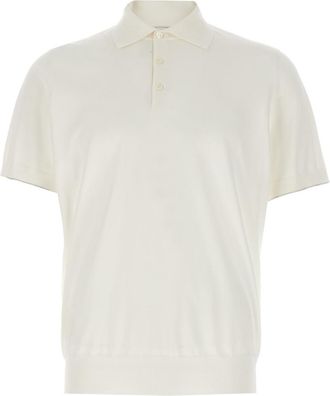 Brunello Cucinelli White Stretch cotton polo shirt