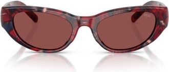 Diesel 52mm Cat Eye Sunglasses in Red Havana /Dark Violet at Nordstrom