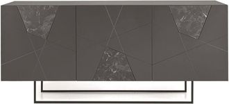 Capodarte Madia 3 ante inserti vetro effetto marmo L180 piedini sagomati adel Antracite