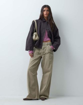 Asos Trench corto color cioccolato con pieghe-Marrone