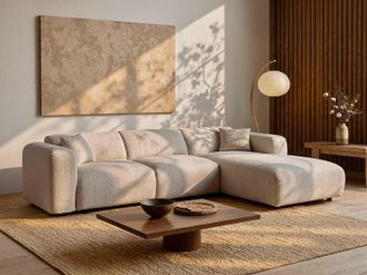 Vente-Unique Grande divano in Tessuto chin&eacute; Beige - Angolo a destra - POGNI di Maison C&eacute;phy