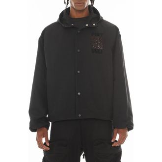 Cult of Individuality Oversize Coachs Jacket in Black Nylon at Nordstrom, Size Xxx-Large