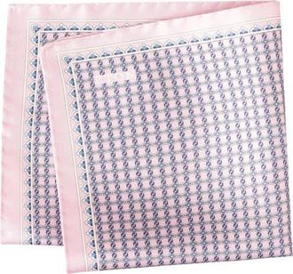 Eton Interlock Print Silk Twill Pocket Square in Medium Pink at Nordstrom