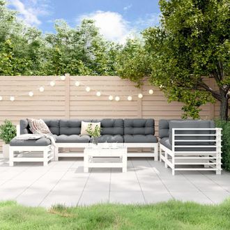 vidaXL Juego De Muebles De Jard&iacute;n 8 Piezas Madera Maciza Pino Blanco Vidaxl