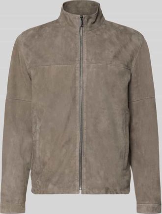 Strellson Regular Fit Lederjacke aus echtem Ziegenvelours Modell JIMMY-S in Graphit, Gr&ouml;&szlig;e 48