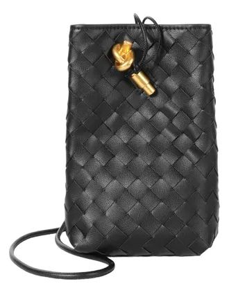 Tiffany & Fred Handwoven Leather Mini Bucket Bag