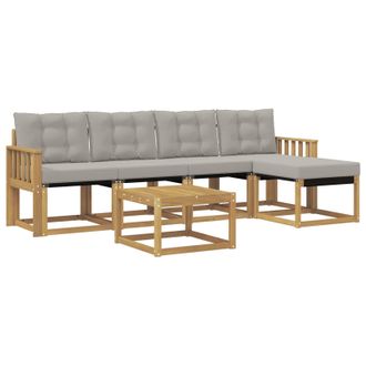 vidaXL Conjunto De Sof&aacute;s De Exterior 6 Pcs Blanco Y Gris Claro Vidaxl