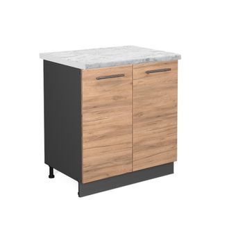 Vicco Armario Bajo Para Fregadero Fame-line, Roble Dorado, 80 Cm, Et M&aacute;rmol