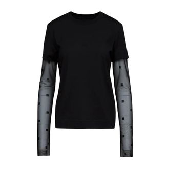 Givenchy Katoenen T-shirt met lange mouwen - Dames - Tops - Zwart - Maat: M Katoen