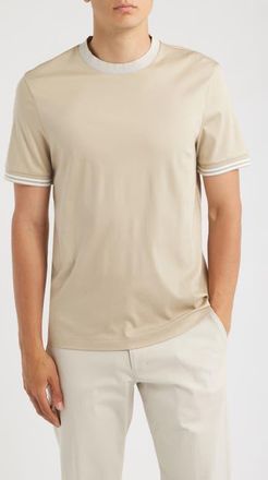 BOSS Tessler Cotton Ringer T-Shirt in Open Beige at Nordstrom, Size Xx-Large