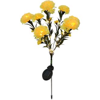 OEM Flores Solares Luminosas, Impermeables, Con Luz Led Decorativa En Forma De Clavel Para Jard&iacute;n O C&eacute;sped Exterior, Color Amarillo -crezuo