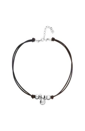UNOde50 Leather necklace with three sterling silver-plated dials at Nordstrom