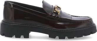 Tod's Bordeaux Platte Schoenen met Franje Detail - Dames - Loafers - Rood - 39 EU - Leer - Schoenen
