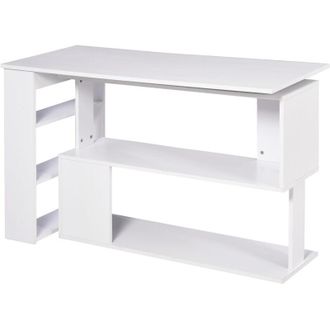 HOMCOM Scrivania Angolare con 5 Ripiani 120x100x74.5cm Bianco - Homcom