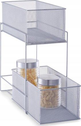 ZELLER Cesta De Almacenamiento Plateada De Metal Resistente