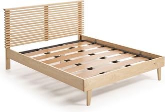 HOGAR 24 Cama de madera maciza, cabecero y somier, válido colchón 150 x 190 cm