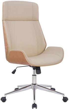 Clp Silla de oficina giratoria regulable en Simil cuero Natural/crema
