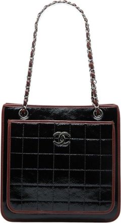 Chanel Chocolate Bar Black Brown Leather Tote Bag (Pre-Owned)