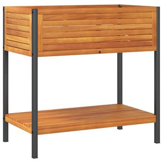 vidaXL Jardinera Con Estante Madera Maciza Acacia Y Acero 80x45x80 Cm Vidaxl