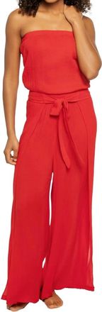 Elan Strapless Blouse & Wide Leg Pant Jumpsuit In Red