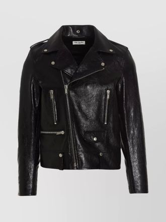 Saint Laurent motorcycle jacket with epaulettes and zips