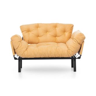 Dmora Sof&aacute; Cama 2 Plazas Guchol, Almacenaje, Reclinable, Brazos, 155x70 Cm Amarillo