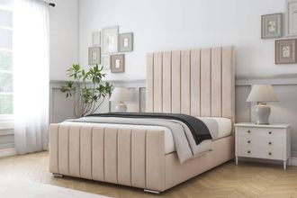 Comfort Beds Sara Naples Bed Frame - 50 Upholstered Headboard in Light Sand | Size: Single