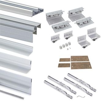 Emuca Kit De Herrajes Para Armario De 2 Puertas Correderas Y Cierre Suave Space, Espesor 19-20mm, Tableros No Incluidos, Anodizado Mate - Emuca