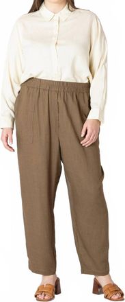Dex Clothing Pull On Straight Leg Pant -Plus In Olive Brown