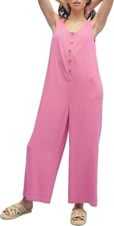Wishlist Button Front Sleeveless Jumpsuit in Hibiscus at Nordstrom Rack, Size Medium