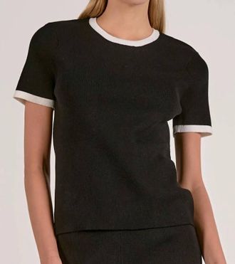 Elan Rikki Short Sleeve Sweater In Black