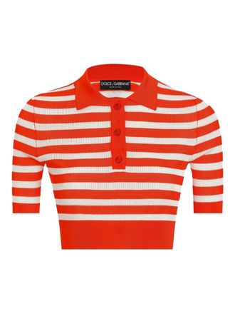 Dolce & Gabbana striped polo top - White