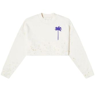 Palm Angels Pxp Geschilderde Cropped Crewneck Boter