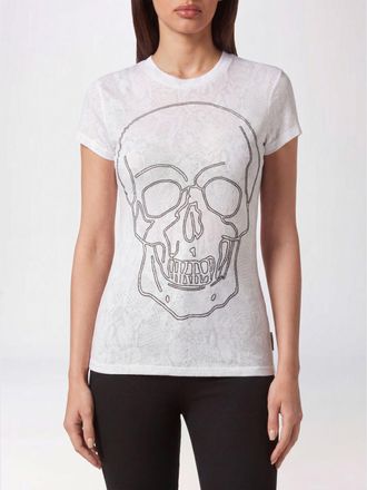 Philipp Plein T-shirt slim fit in cotone con stampa Skull e strass