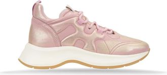 Hogan Leren Vetersneakers met Geperforeerde Neus - Dames - Sneakers - Roze - 35 1/2 EU - Leer - Schoenen