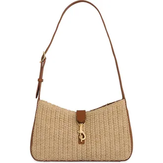 Rebecca Minkoff Small Megan Woven Straw & Leather Shoulder Bag in Natural/Caramello at Nordstrom