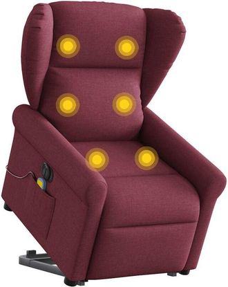 vidaXL Vidaxl - Sill&oacute;n De Masaje El&eacute;ctrico Reclinable Elevable Tela Rojo Tinto