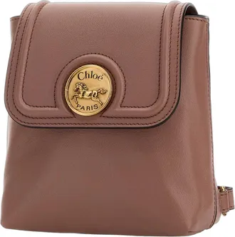 Chlo&eacute; Womens Antiqued Pink Leather Horse Medal Backpack Nougat